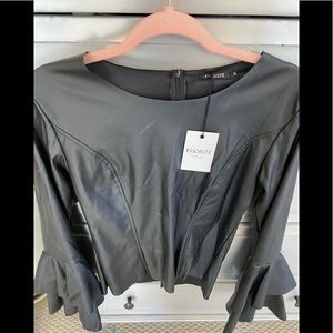 Faux Leather Blouse